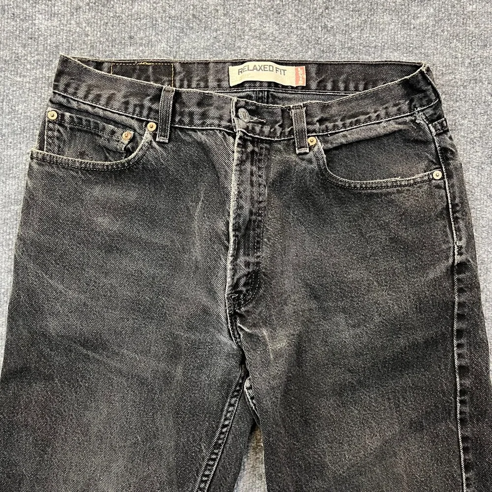 VTG Levi's 550 Relaxed Fit Jeans Men's Black Denim Distressed Straight - 34X30